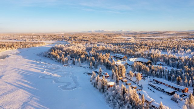 Winter aerial photo of Harriniva Adventure Resort