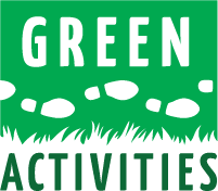 Logo with green background and text Green Activities